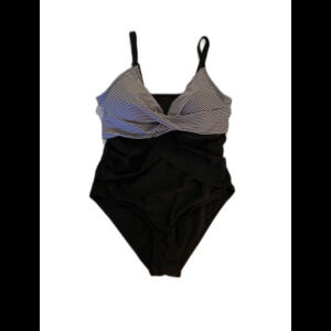 Women’s One Piece Swimsuit Size Large Black & White Adjustable Straps